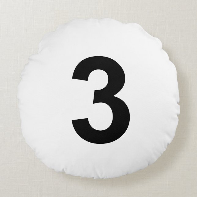 3 - Nummer drei Rundes Kissen (Vorderseite)