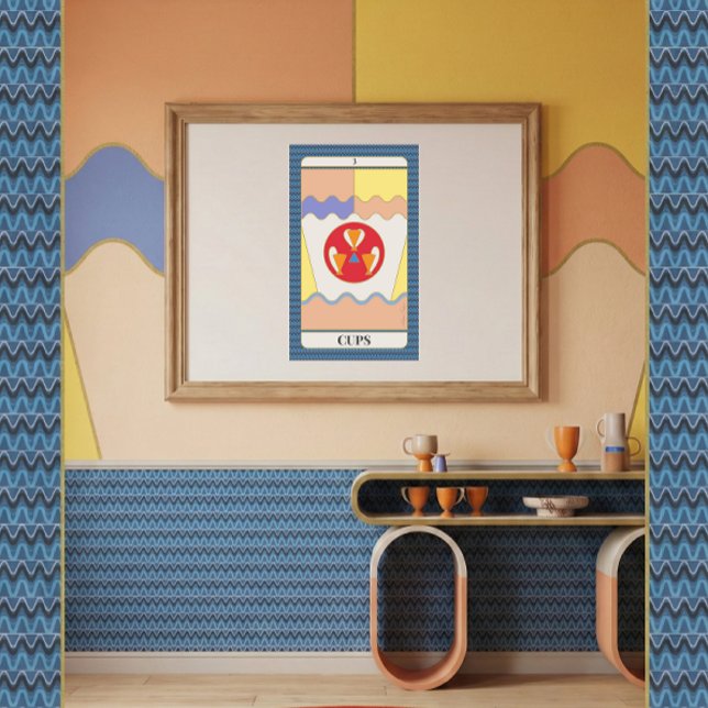 3 of Cups Poster (cool (ai generated) interior featuring the 3 of Cups poster 🙂💡✨🌺)