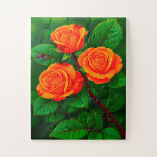 3 Orangefarbene Rose Puzzle