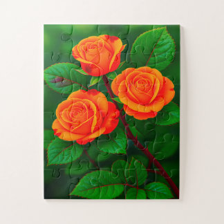 3 Orangefarbene Rose Puzzle