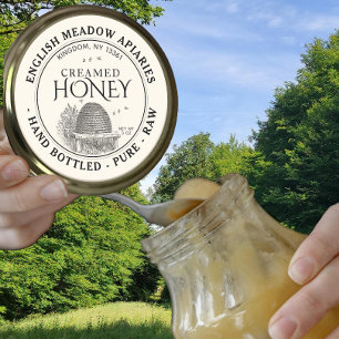 3 OZ CREAMED Honey Label Hand Flasche Roh Skep Runder Aufkleber