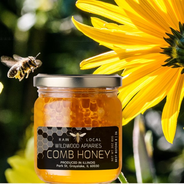 3 oz Honey Jar Label Queen Bee Comb Honey Adressaufkleber (Von Creator hochgeladen)