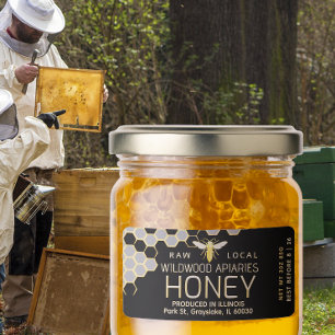3 oz Honey Jar Label Queen Bee Honeycomb Adressaufkleber