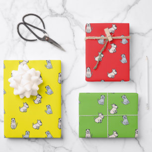 3 Packpapier für niedliche Hunde Geschenkpapier Set
