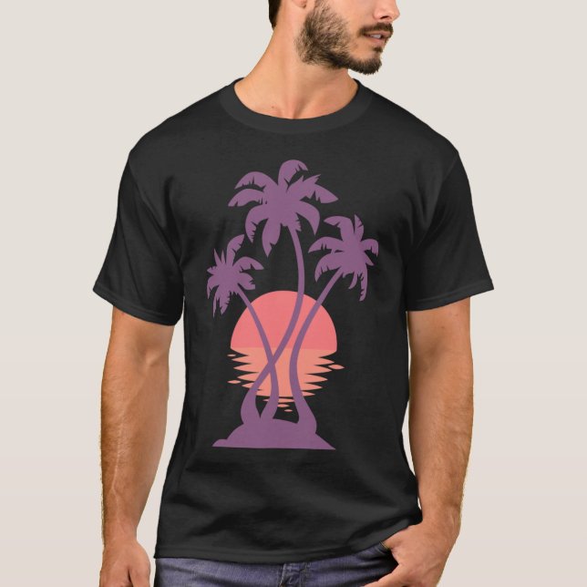 3 Palm Sonnenuntergang Freund T-Shirt (Vorderseite)