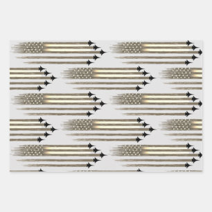 3 Papierblätter für amerikanische Flaggenflugzeuge Geschenkpapier Set