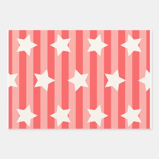 3 Papierblätter in Hübschen amerikanischen Farben Geschenkpapier Set (Vorderseite)