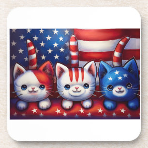 3 patriotische Kätzchen in einer Szene mit amerika Getränkeuntersetzer