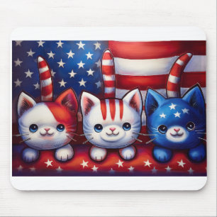 3 patriotische Kätzchen in einer Szene mit amerika Mousepad