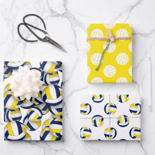 3 pc Volleyballmuster zur Koordinierung von blauem Geschenkpapier Set