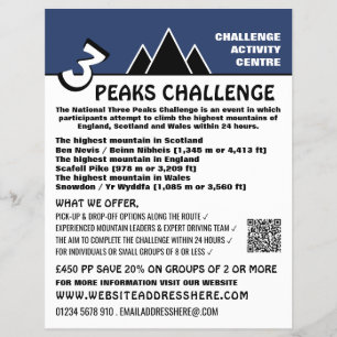 3 Peaks Challenge, Advert der Bergsteigerfirma Flyer