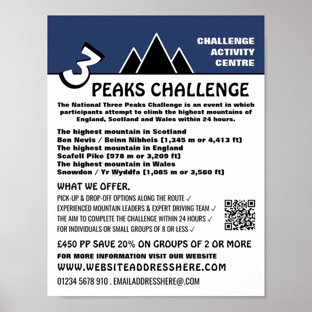 3 Peaks Challenge, Advert der Bergsteigerfirma Poster (Vorne)