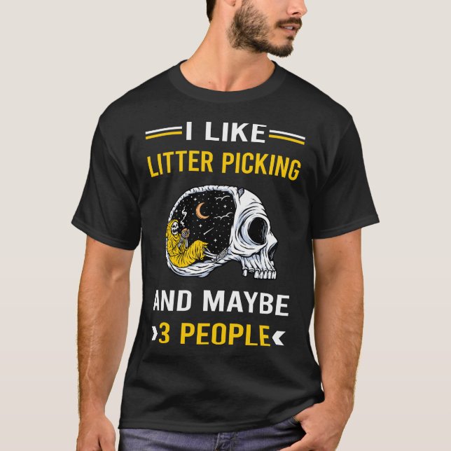 3 Personen Müll Pick Picker T-Shirt (Vorderseite)