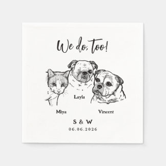 3 Pets Wedding Napkins Serviette