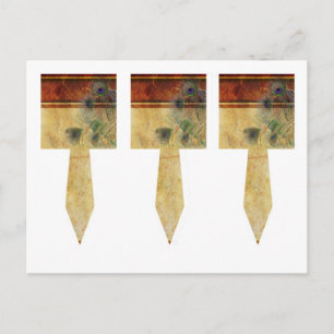 3 Pfauenfeder-Hochzeit-Cup-Cake-Picks Postkarte