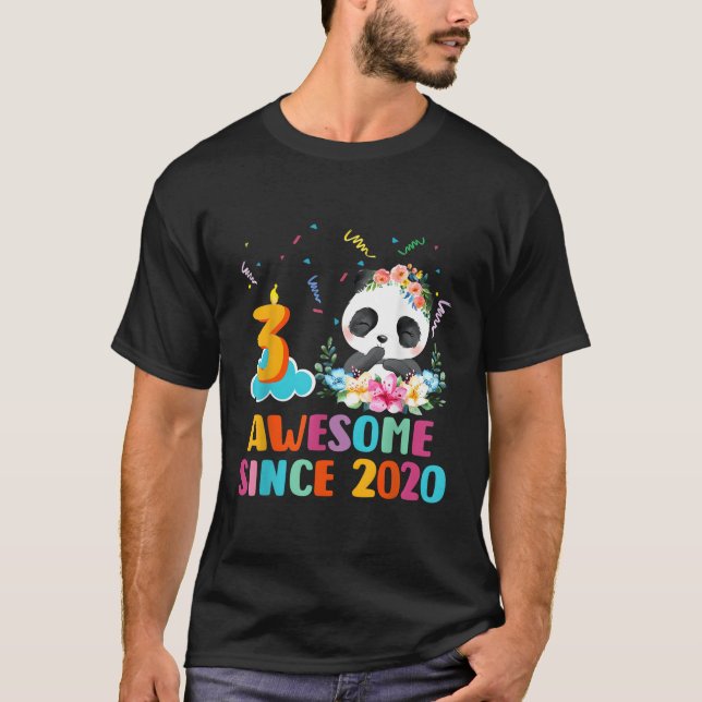 3 Phantastisch seit 2020 3Rd Panda Unicorn T-Shirt (Vorderseite)