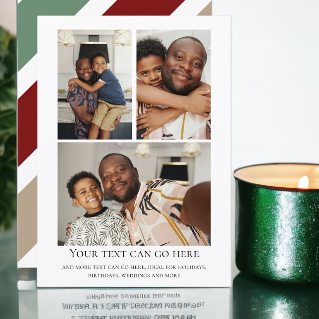 3 Photo and stripped back template Karte (3 Photo stripped back template flat cards from Ricaso. Ideal for Christmas, Birthday, wedding & more)