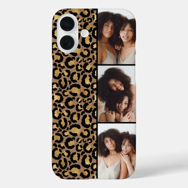 3 Photo Brown And Gold Leopard Print Case-Mate iPhone Hülle (Rückseite)