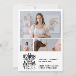 3 Photo Christmas Tree Pregnancy Announcement Feiertagskarte