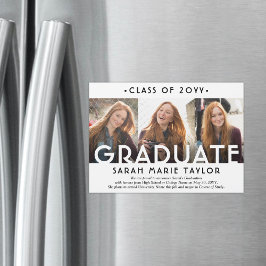 3 Photo Collage Magnetic Graduation Announcement Magneteinladung