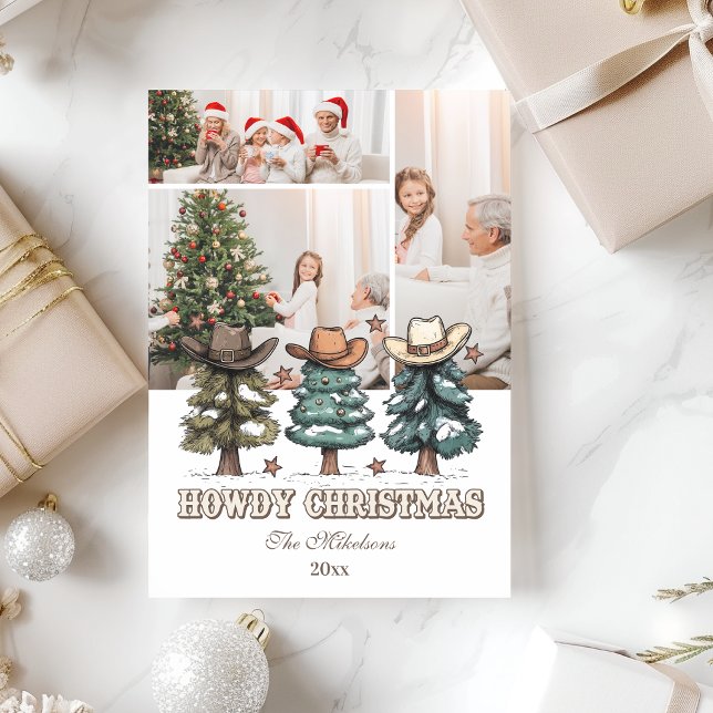 3 photo Western Howdy Christmas Feiertagskarte (Von Creator hochgeladen)