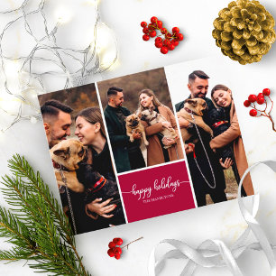 3 Photos Collage Happy Holidays Modern Christmas Postkarte