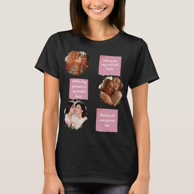 3 Photos Collage Heart Shape Happy Mother's Day  T-Shirt (Vorderseite)