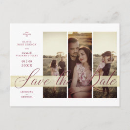 3 Photos Couple in Love Simple Elegant Script Postkarte