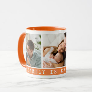 3 Picture Multi Foto Collage Family Quote Orange Tasse