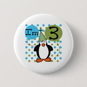 3. Pinguin-Geburtstag Button