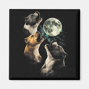 3 Pitbull-Hunde heulen Mond süß lustig Pittie Magnet