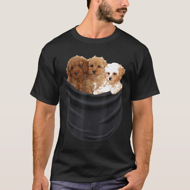 3 Poodle Hund in Pocket Funny Geschenk für Männer  T-Shirt (Vorderseite)