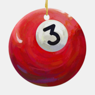 3 Pool Ball Muster gemalt Keramik Ornament