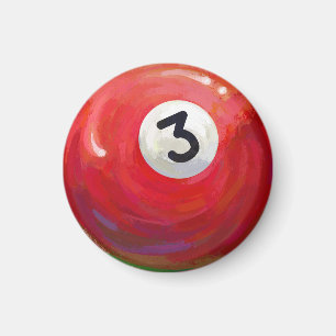3 Pool Ball Muster gemalt Magnet