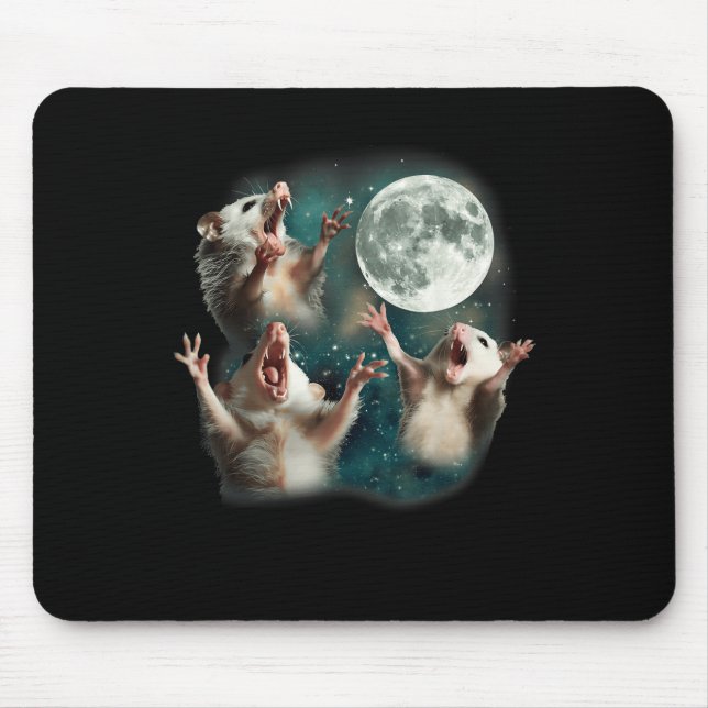 3 Possum Moon _ 3 Opossum Funny Weird Curry Mousepad (Vorne)