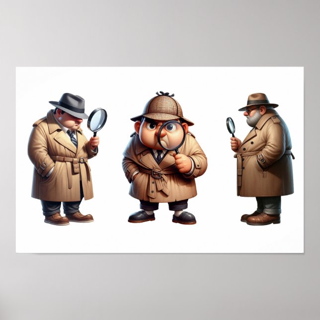 3 Private Ermittler, die nach Hinweisen suchen Poster (Vorne)