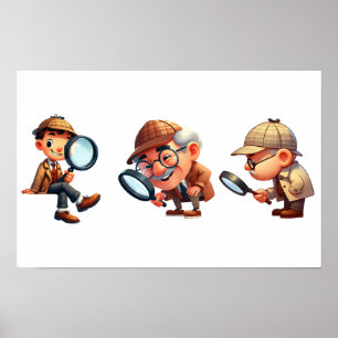 3 Private Ermittler, die nach Hinweisen suchen Poster