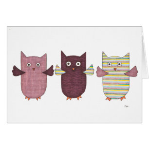3 Purple Owls Flying
