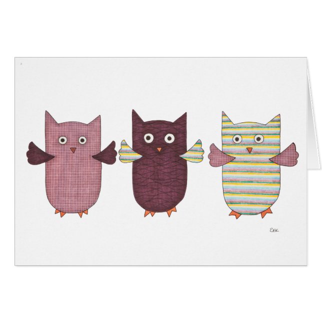 3 Purple Owls Flying (Vorderseite (Horizontal))