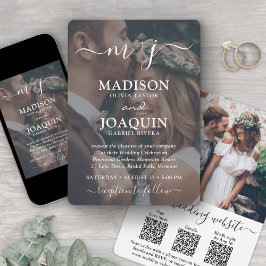 3 QR Codes All-in-One-Mit Monogramm Foto Hochzeit Einladung