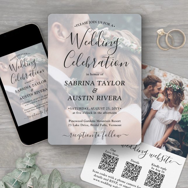 3 QR Codes Website UAWG All-in-One-Foto Hochzeit Einladung (Von Creator hochgeladen)