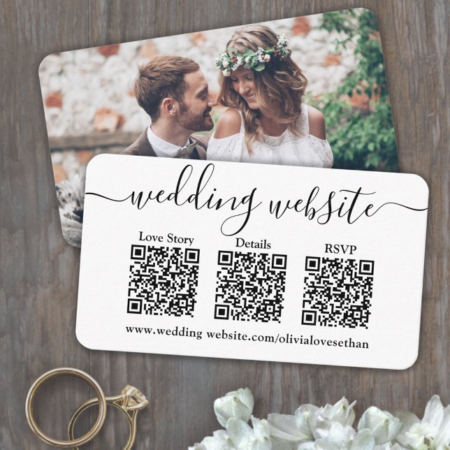 3 QR Codes Wedding Website & RSVP Photo Response Begleitkarte (Von Creator hochgeladen)