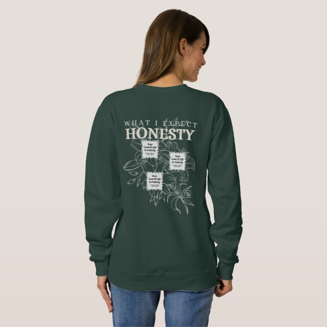 3 QRs - "HONESTY - FLOWERS" - What I Expect Sweatshirt (Schwarz voll)
