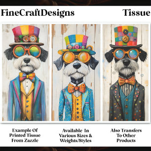 3 Quirky Steampunk Schnauzer Hunde DDE5 Decoupage Seidenpapier