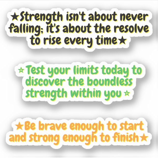 3 Quotes About Strength | Inspirational Stickers Aufkleber (Vorderseite)