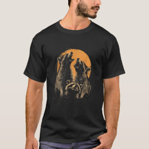 3 Racoon Moon Howling Raccoon Funny Graphic Meme H T-Shirt