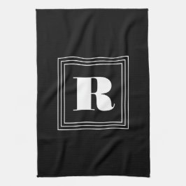 3 Rahmen Monogramm | Schwarz & Weiß Geschirrtuch