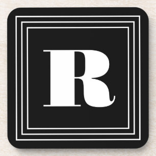 3 Rahmen Monogramm   Schwarz & Weiß Getränkeuntersetzer