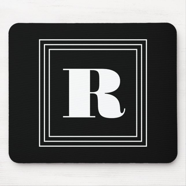 3 Rahmen Monogramm | Schwarz & Weiß Mousepad (Vorne)