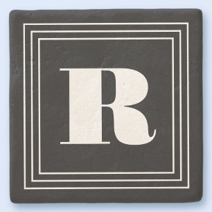 3 Rahmen Monogramm Schwarz & Weiß Steinuntersetzer